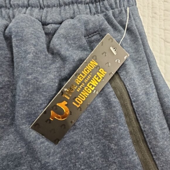 True Religion Loungewear Men's Large Navy Blue with Gold Logo Pants Jogger NEW - Picture 3 of 14